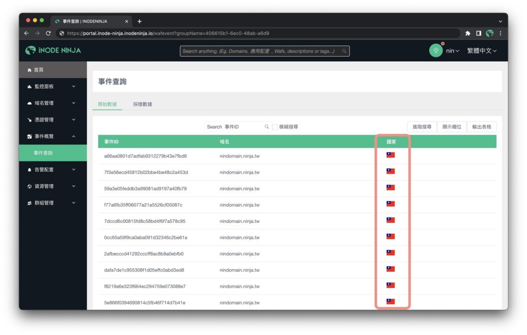 iNODE NINJA提供的CDN管理平台能查詢請求來自的國家。